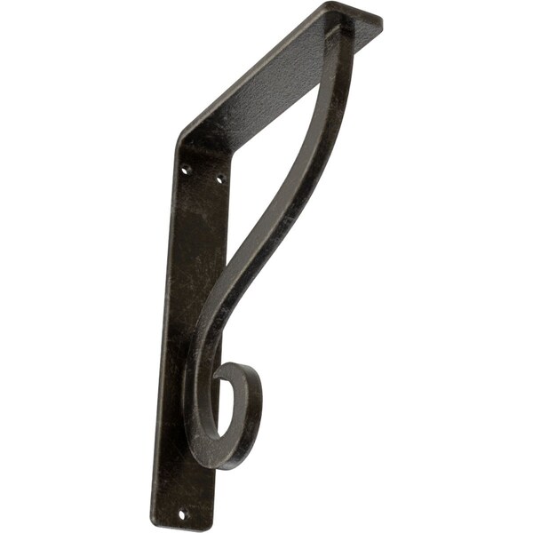 Ekena Millwork Ashford Single, Wrought Iron Bracket, (Single center brace), Antiqued Warm 1 1/2"W x 5 1/2"D x 8"H BKTM01X05X08SASAWS - main